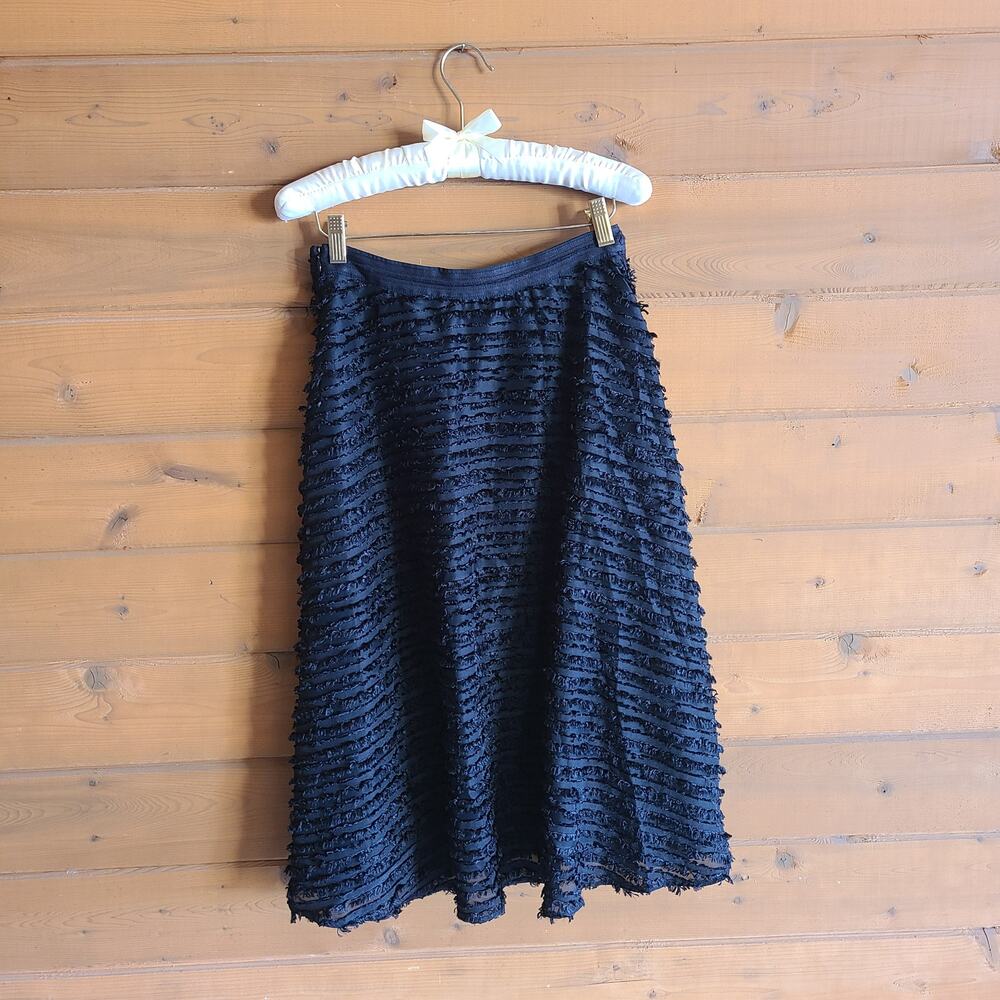 Anthropologie Skirt Grazia Textured Midi Flared Maeve Black High Rise 4 Boho - Picture 2 of 6